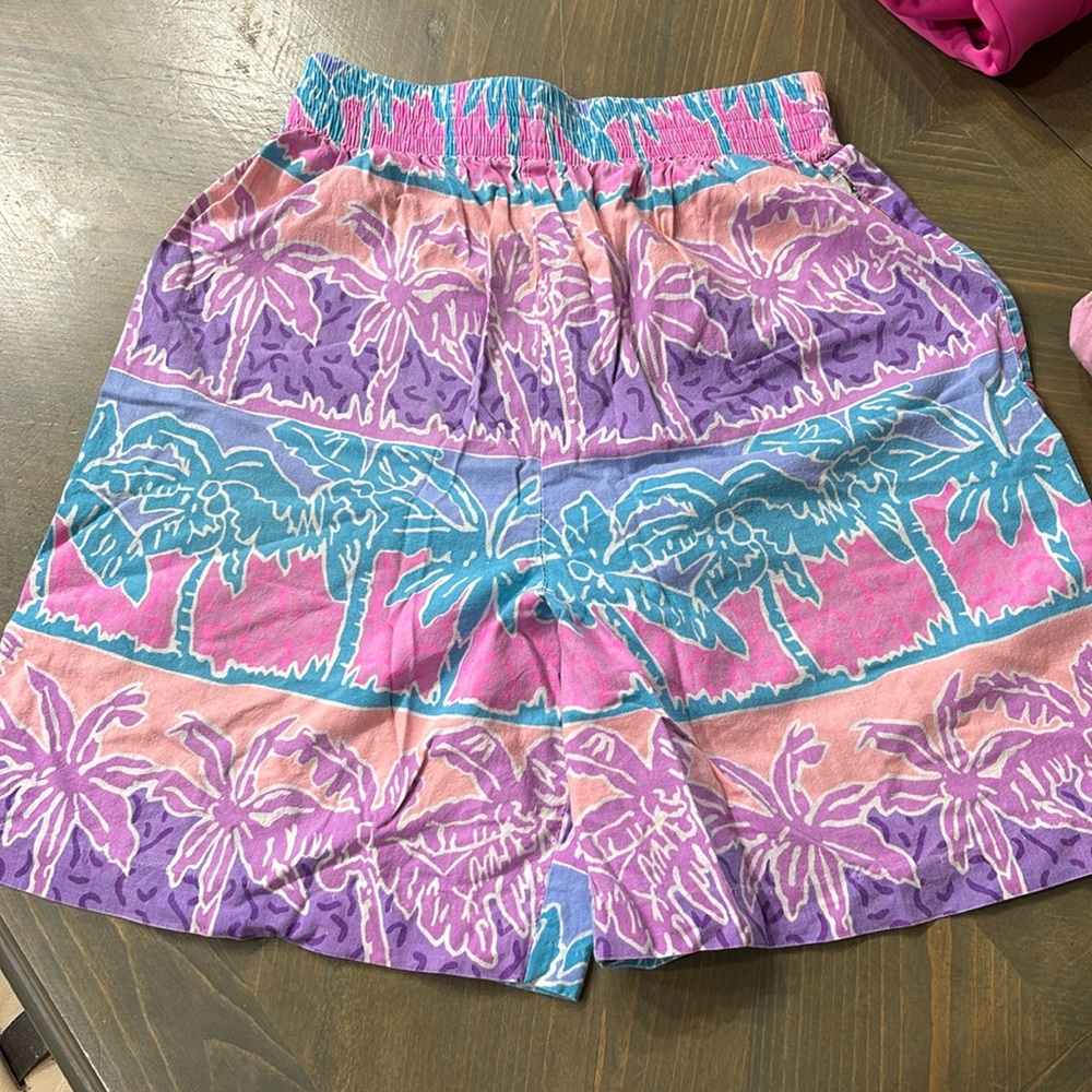 Vintage 90s Neon High Waist Tropical Surf Shorts M